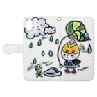 nuppuのTsubomiちゃん　雨も大好きシリーズ　W Book-Style Smartphone Case:Opened (outside)