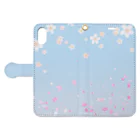 sonoteniの花柄　桜 2-2　ブルー　#109 Book-Style Smartphone Case:Opened (outside)