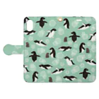 123izmのペンギン（緑） Book-Style Smartphone Case:Opened (outside)