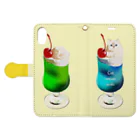 monetのCat cream soda ! Book-Style Smartphone Case:Opened (outside)