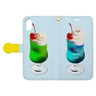 monetのCat cream soda ! Book-Style Smartphone Case:Opened (outside)