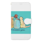 peuplierププリエの仲良しゴールデンレトリバー✿︎I treasure you.✿︎エメラルドグリーン✿︎ Book-Style Smartphone Case