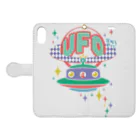 Cɐkeccooの宇宙にきらめく宇宙人★未確認飛行物体★UFO★‐カラフル Book-Style Smartphone Case:Opened (outside)