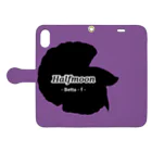 ☆ららくらら☆のHalfmoon Betta①Black(Mauve) Book-Style Smartphone Case:Opened (outside)