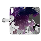 ふうふうたかの夜の草原の犬たち Book-Style Smartphone Case:Opened (outside)