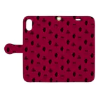 Burned Strawberry Moonの心臓と苺（レッド） Book-Style Smartphone Case:Opened (outside)