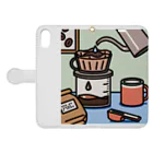 サタケ商店🐅🍛のハンドドリップコーヒー Book-Style Smartphone Case:Opened (outside)