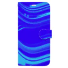 pのGLSL_marble_blue 手帳型スマホケース