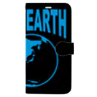 GREEN DESIGN WORKS　グリーンデザインワークスのTHE EARTH　手帳型iPhoneケース（黒-ブルー） 手帳型スマホケース