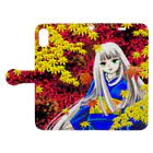 気まぐれ絵描きの猫グッズ屋の紅葉の森の少女 Book-Style Smartphone Case:Opened (outside)