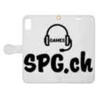 SPG.chの[公式]SPG.ch 黒文字 手帳型スマホケースを開いた場合(外側)