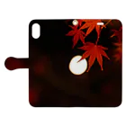 ここっとのボケた月と紅葉 Book-Style Smartphone Case:Opened (outside)