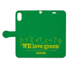GREEN DESIGN WORKS　グリーンデザインワークスのWE LOVE green　手帳型スマホケース 手帳型スマホケースを開いた場合(外側)
