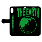 GREEN DESIGN WORKS　グリーンデザインワークスのTHE EARTH　手帳型iPhoneケース（黒） 手帳型スマホケースを開いた場合(外側)