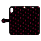 Burned Strawberry Moonの心臓と苺（ブラック） Book-Style Smartphone Case:Opened (outside)