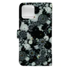 Japanese Fabric Flower coconの花群生紋様　月白×墨色 Book-Style Smartphone Case :back