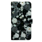 Japanese Fabric Flower coconの花群生紋様　月白×墨色 Book-Style Smartphone Case