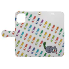 ユニコスタンプ®ストアのにゃっこら 好物にうもれる飼い猫 / NYACO-PBSC-S-0001S Book-Style Smartphone Case:Opened (outside)