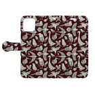 イジャクノ絨毯 ｜ IJAKUCARPETの鳥ちらし（レッド） Book-Style Smartphone Case:Opened (outside)