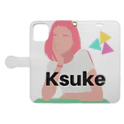 KsukeのKsuke ロゴ 手帳型スマホケースを開いた場合(外側)