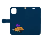 ムネオ@twitch　ファングッズの休憩中の柴犬系実況者　手帳型スマホケース（ダークブルー） Book-Style Smartphone Case:Opened (outside)