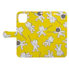 ヤマダネコ屋　suzuri支店の フェンシング ヤマダネコ（黄色） Book-Style Smartphone Case:Opened (outside)