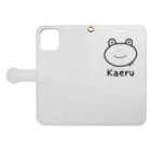 MrKShirtsのKaeru (カエル) 黒デザイン 手帳型スマホケースを開いた場合(外側)