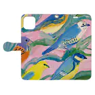 IZURUAMINAKA 網中いづるのbirds Book-Style Smartphone Case:Opened (outside)