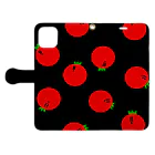 kazuemonのトマトくんスマホケース♪（黒） 手帳型スマホケースを開いた場合(外側)