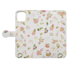 ことりはなのうさぴよと花柄 Book-Style Smartphone Case:Opened (outside)