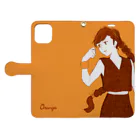 ユキノのショップのOrange(手帳) Book-Style Smartphone Case:Opened (outside)