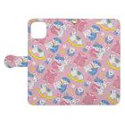 Textile for Babyの赤ちゃんのおもちゃ箱(ピンク) Book-Style Smartphone Case:Opened (outside)