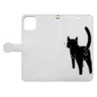 Riotoのねこけつω（黒猫） Book-Style Smartphone Case:Opened (outside)