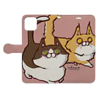 猫とネコ犬の真冬の猫はわがままボディ Book-Style Smartphone Case:Opened (outside)