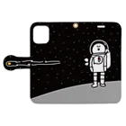 しもんずげーとの(iPhone12 mini用)宇宙服を着た宇宙人 Book-Style Smartphone Case:Opened (outside)