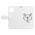 MrKShirtsのInu (犬) 黒デザイン 手帳型スマホケースを開いた場合(外側)