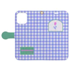 moonsodaのtulip×check Book-Style Smartphone Case:Opened (outside)