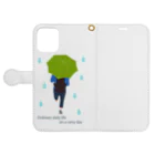 キッズモード某の平凡な雨の日　（グリーンVr） Book-Style Smartphone Case:Opened (outside)