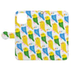 鳥さんインコさんダイスキ商店のカラフルセキセイ Book-Style Smartphone Case:Opened (outside)