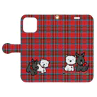 Kizplanning 「Sylph&Devil's」のしろいぬルッチー&くろいぬリア【タータン】レッド Book-Style Smartphone Case:Opened (outside)