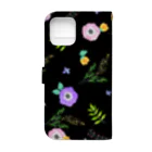 バレエシルエット ballet*pointe_pon*の花柄バレエ３１Lucky(black) Book-Style Smartphone Case :back