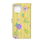 バレエシルエット ballet*pointe_pon*の花柄バレエ３１Lucky(yellow) Book-Style Smartphone Case :back