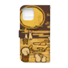 花日和 畳の赤ねこ月と兎 Book-Style Smartphone Case :back