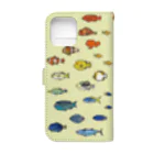 しまのなかまfromIRIOMOTEのらくがきしまのなかま魚類（iPhone12）きいろ Book-Style Smartphone Case :back