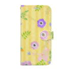 バレエシルエット ballet*pointe_pon*の花柄バレエ３１Lucky(yellow) Book-Style Smartphone Case