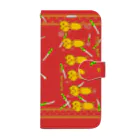 まめのき。のジャンピングねぎにゃんこ赤 Book-Style Smartphone Case
