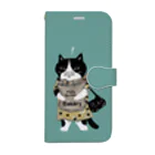 多分ねこのおねだりする弟とママ(ターコイズ) Book-Style Smartphone Case