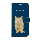 多分ねこのぎゅっとする猫(ネイビー) Book-Style Smartphone Case