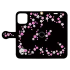 tanocicoのずっとかわいいぱんだ：さくら黒 Book-Style Smartphone Case:Opened (outside)