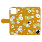 もにゃのいろんなにゃんこ(オレンジ) Book-Style Smartphone Case:Opened (outside)